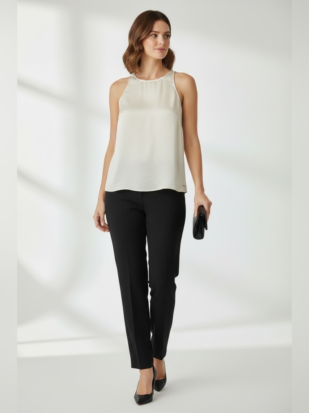 Calvin Klein Light Cream Textured Tank Top - Picture 4 of 5
